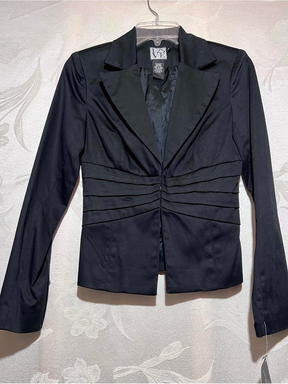 Love Black Pleated Waist Women's Blazer